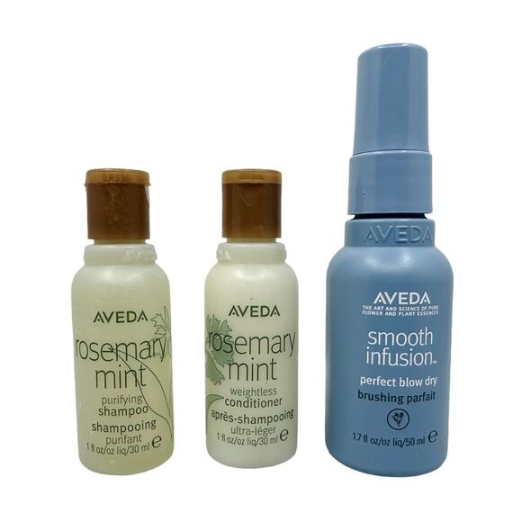 Aveda Travel Set - Rosemary Mint Shampoo / Conditioner / Smooth Infusion - Picture 1 of 3